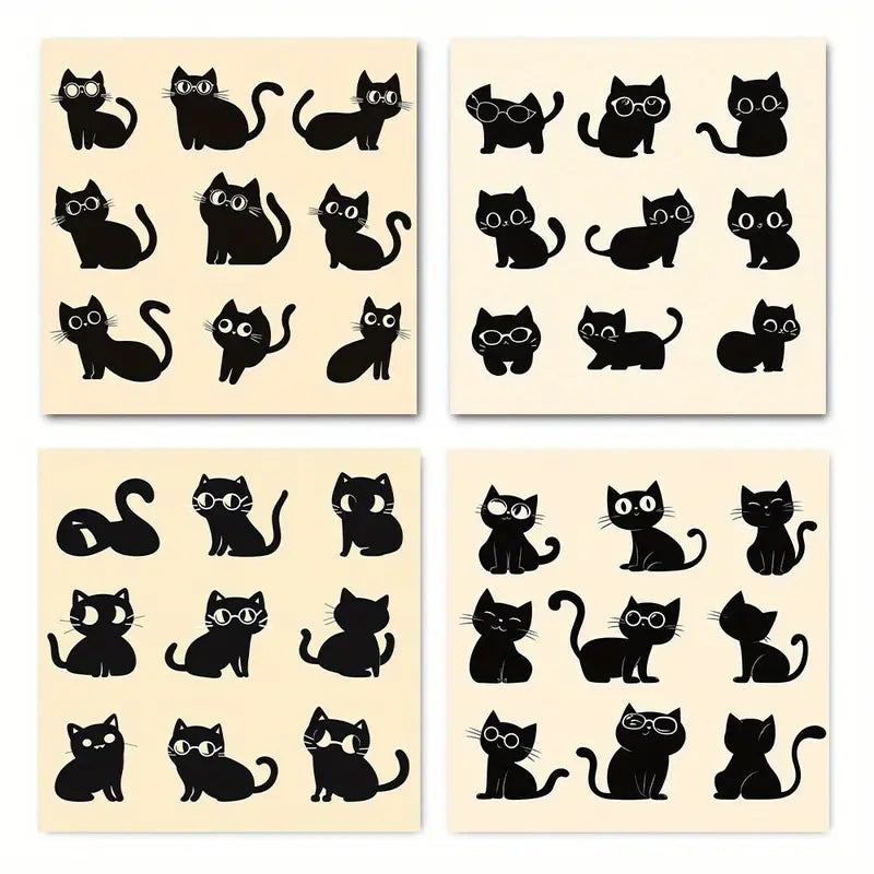 4pcs   Funny Cute Cat And Mouse TY   Wall Art Canvas Framed