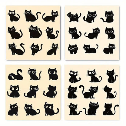 4pcs   Funny Cute Cat And Mouse TY   Wall Art Canvas Framed