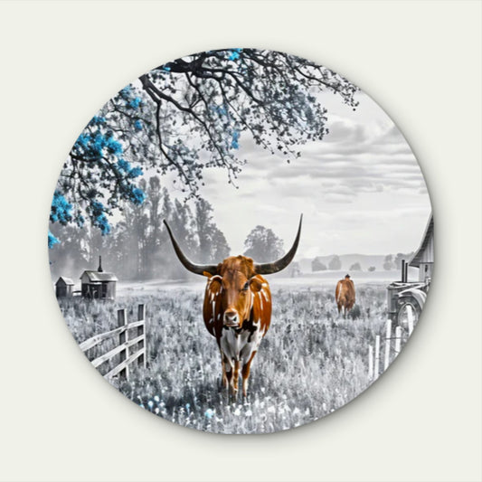 Black And White Highland Cow  Acrylic Glass Rounded Print Tempered Glass Wall Art 100% Made in Australia Ready to Hang (Copy)