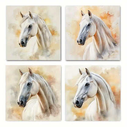 4pcs Horse Vintage Abstract  HV  Wall Art Canvas Framed