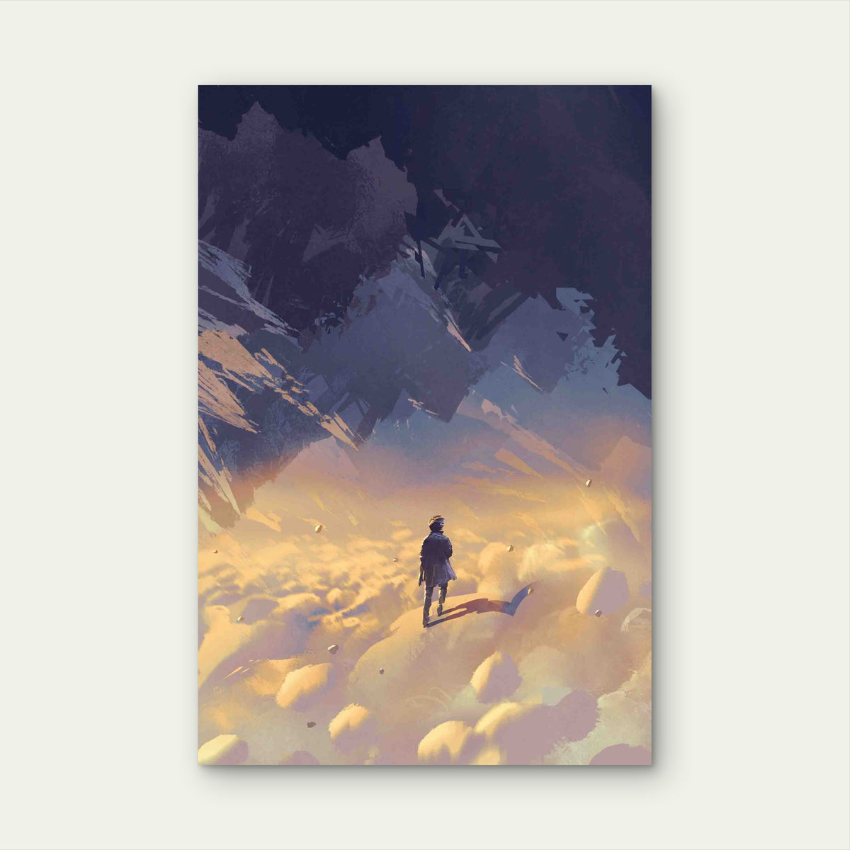 Scenery Surreal World Showing Man Walking Metal Print Ready to Hang