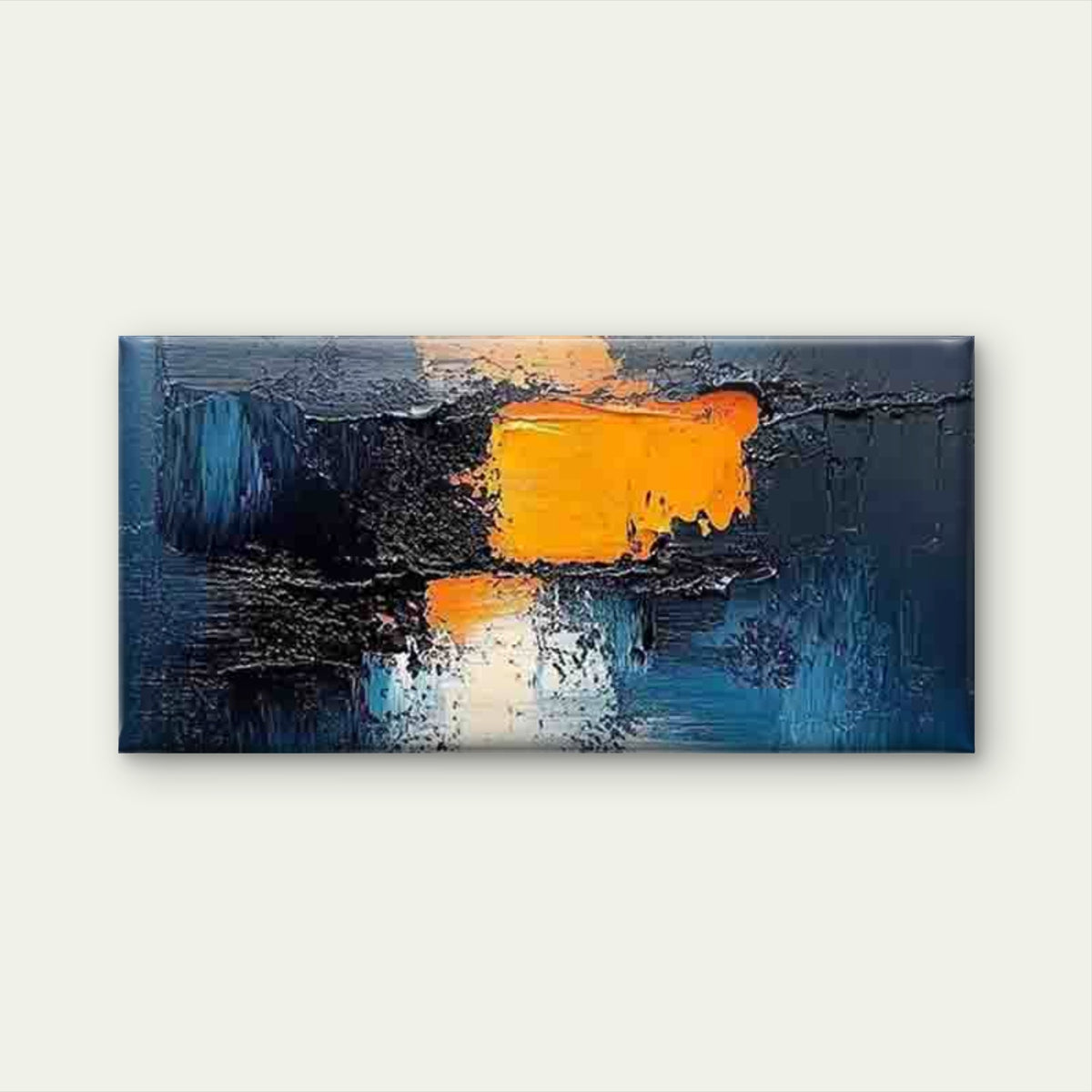 Abstract Swirling Blue Orange Wall Art Canvas Office Home Room Framed 120x60cm