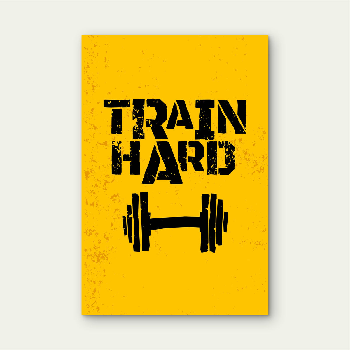 Train Hard Barbell Gym Fitness Motivational Typography 5mm thick Plastic Poster Ready to Hang 90x60cm