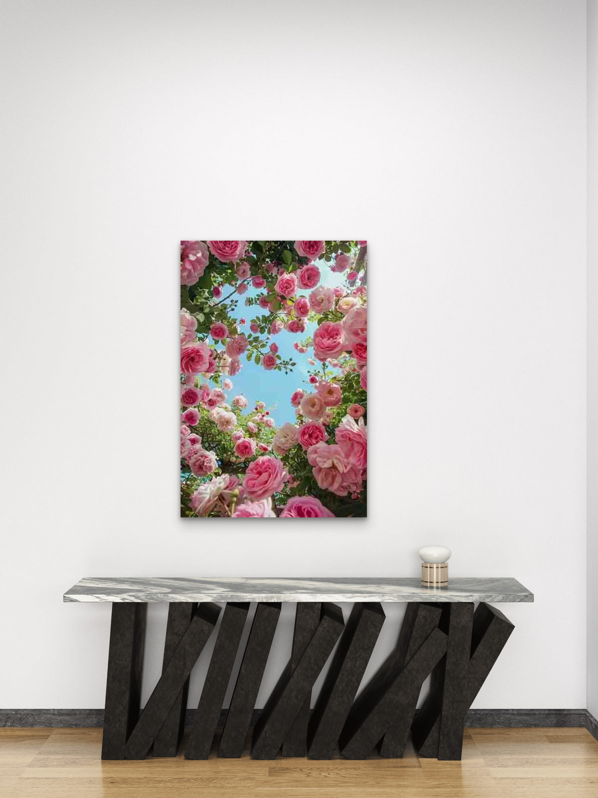 Elegant Rose Canopy 60x90cm Metal Print Ready to Hang