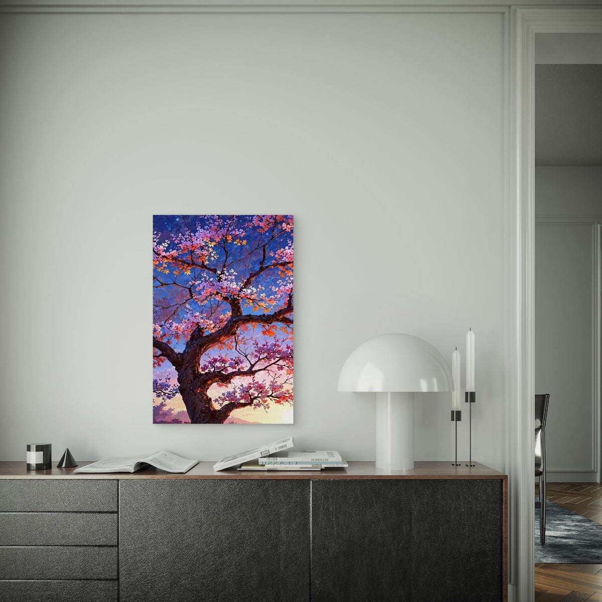Pink & Purple Sakura Design 60x90cm Metal Print Ready to Hang
