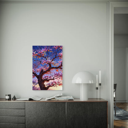 Pink & Purple Sakura Design Metal Print Ready to Hang