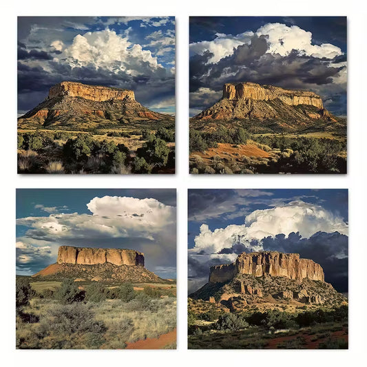 4pcs Desert Mesa New Mexic Picture Wall Art Canvas Framed
