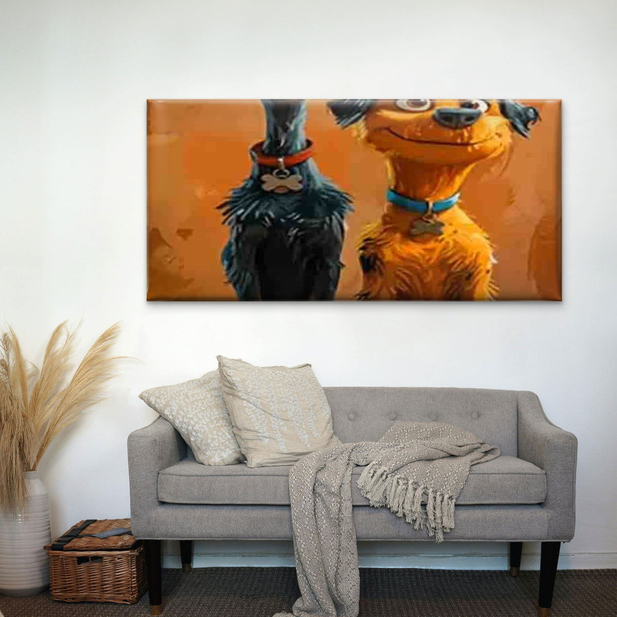 Fun Dog Friend Wall Art Canvas Office Home Room Framed 120x60cm
