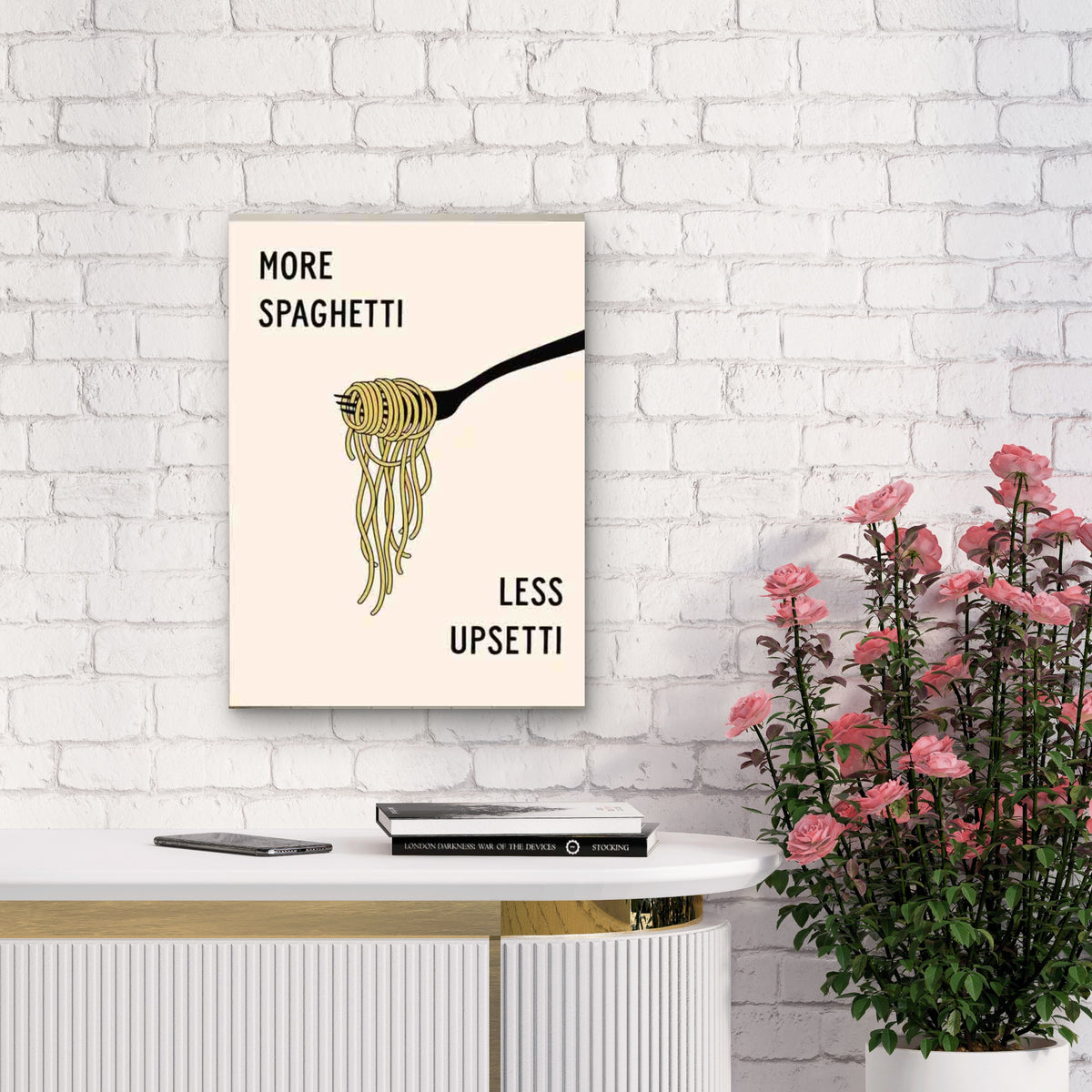 More Spaghetti Less Upsetti 60x90cm Metal Print Ready to Hang