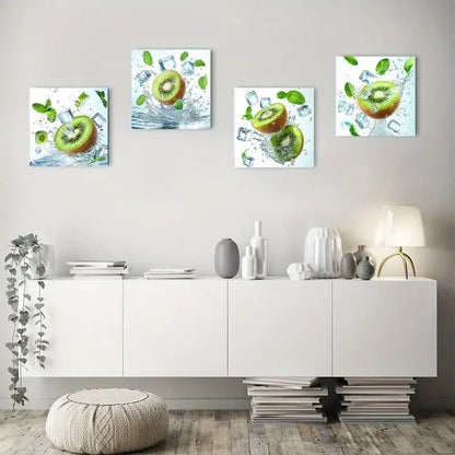 4pcs Colorful Summer Fruit Kiwi  Wall Art Canvas Framed