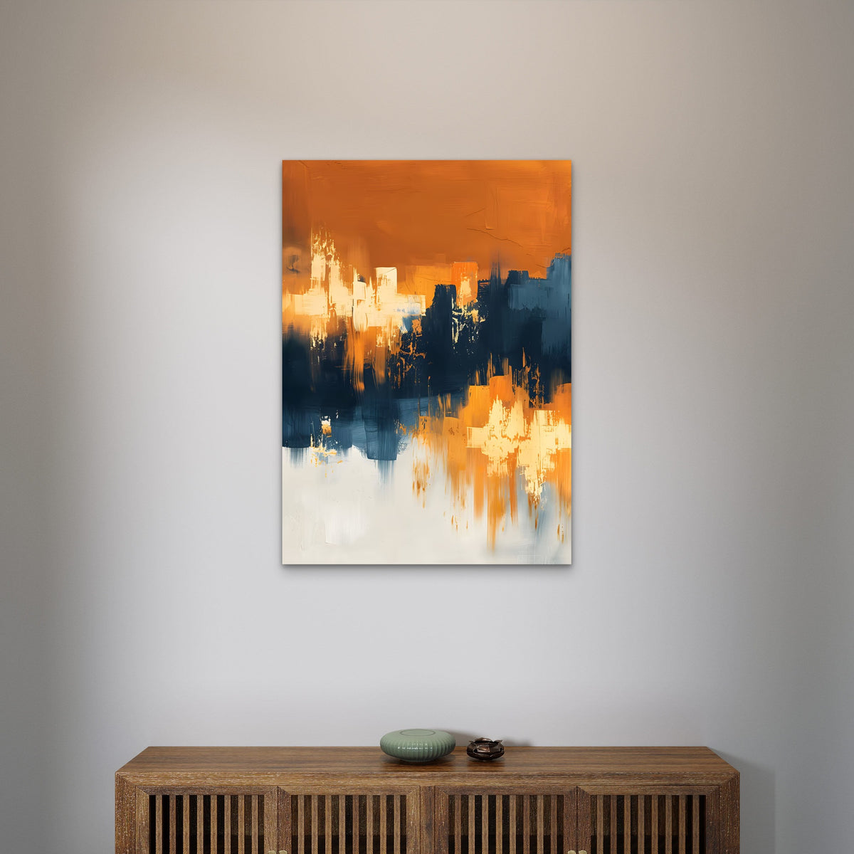 Navy Gold Palette Abstract Stroke 40x60cm Metal Print Ready to Hang
