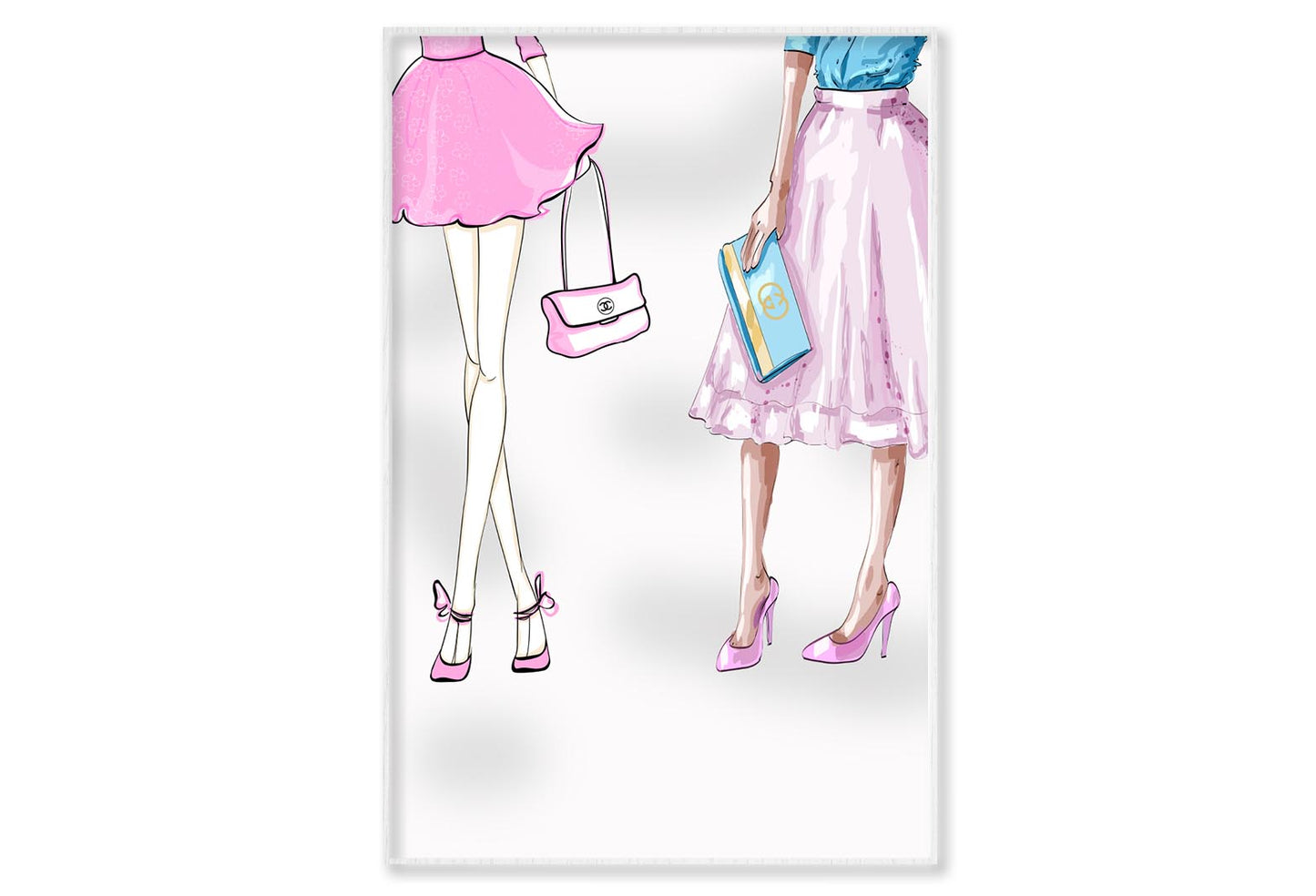 Modern Pink Ladies Fashion Art Wall Art Limited Edition High Quality Print Canvas Box Framed White