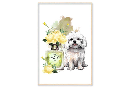 Yellow Perfume, Dog Wall Art Limited Edition High Quality Print Canvas Box Framed Natural