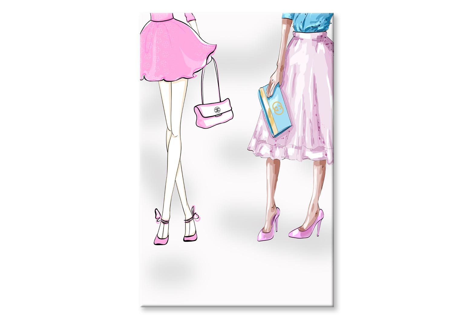 Modern Pink Ladies Fashion Art Wall Art Limited Edition High Quality Print Stretched Canvas None