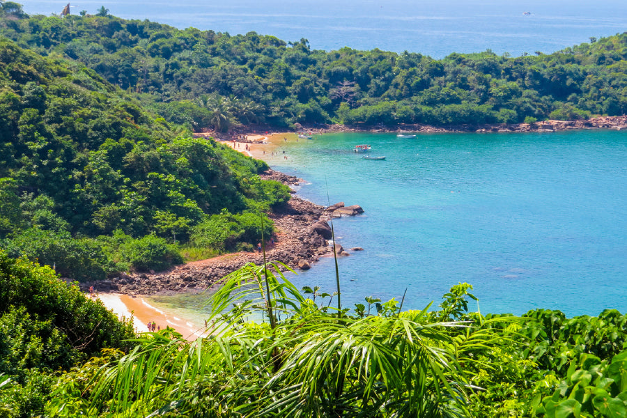 Jungle Beach In Unawatuna Glass Framed Wall Art, Ready to Hang Quality Print