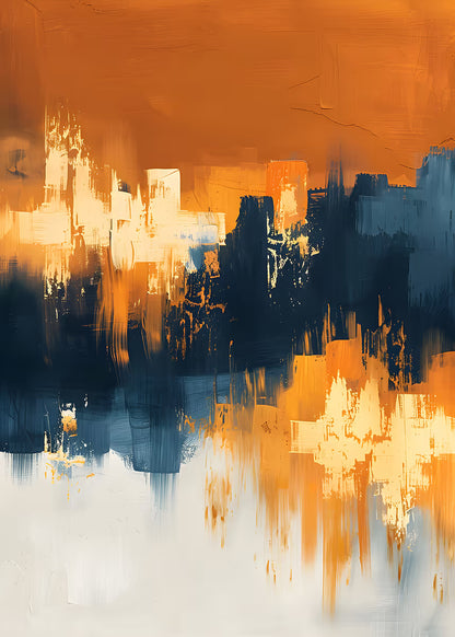 Navy Gold Palette Abstract Stroke 40x60cm Metal Print Ready to Hang
