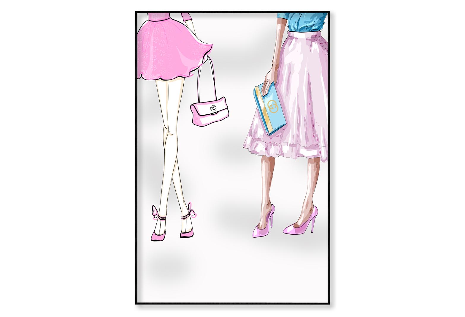 Modern Pink Ladies Fashion Art Wall Art Limited Edition High Quality Print Canvas Box Framed Black