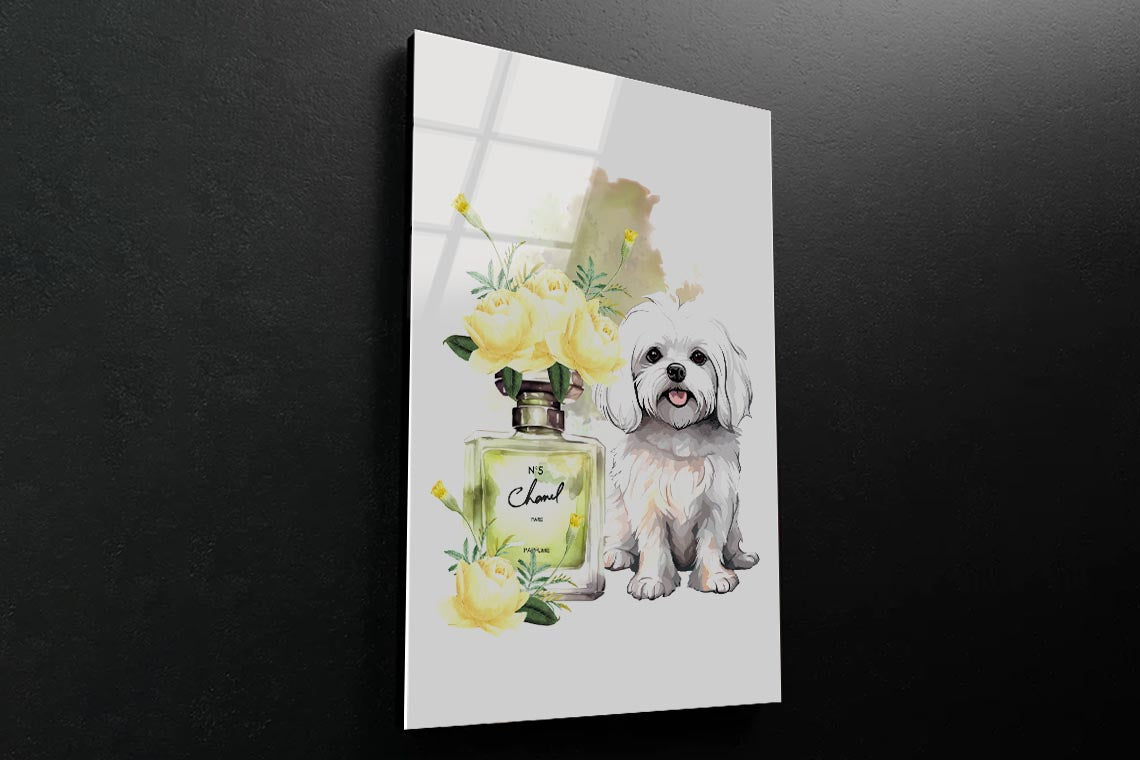 Yellow Perfume, Dog 3D Design Acrylic Glass Print Tempered Glass Wall Art 100% Made in Australia Ready to Hang