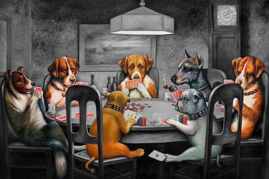 Dogs Playing Cards 90x60cm Print 100% Australian Made