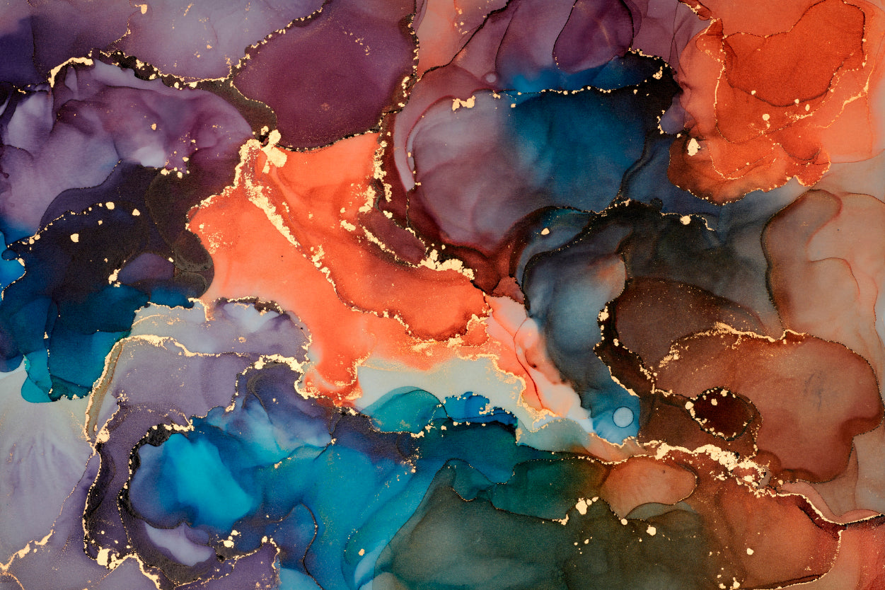 Mixture Of Colors Waves Alcohol Ink Print 100% Australian Made