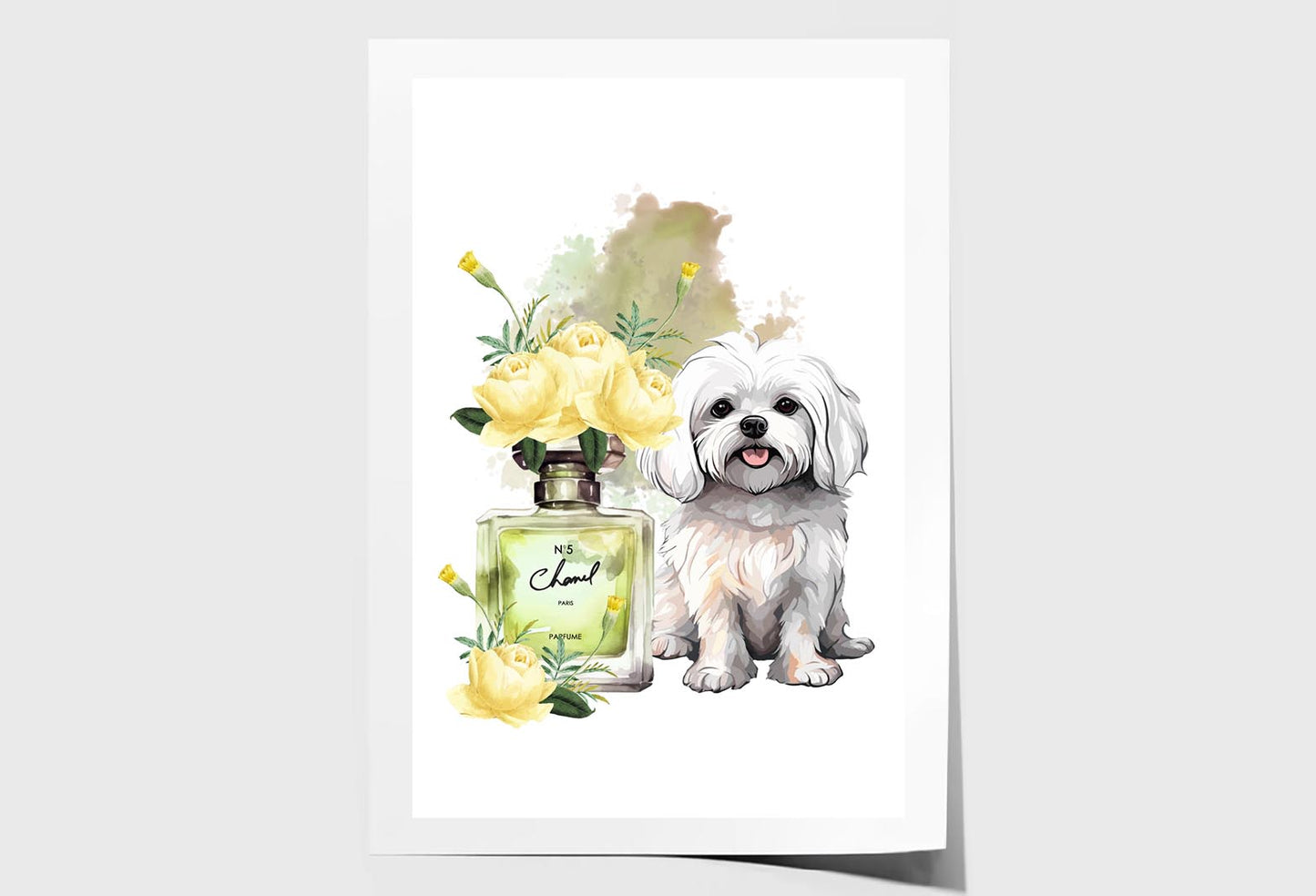 Yellow Perfume, Dog Wall Art Limited Edition High Quality Print Unframed Roll Canvas None