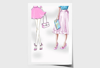 Modern Pink Ladies Fashion Art Wall Art Limited Edition High Quality Print Unframed Roll Canvas None
