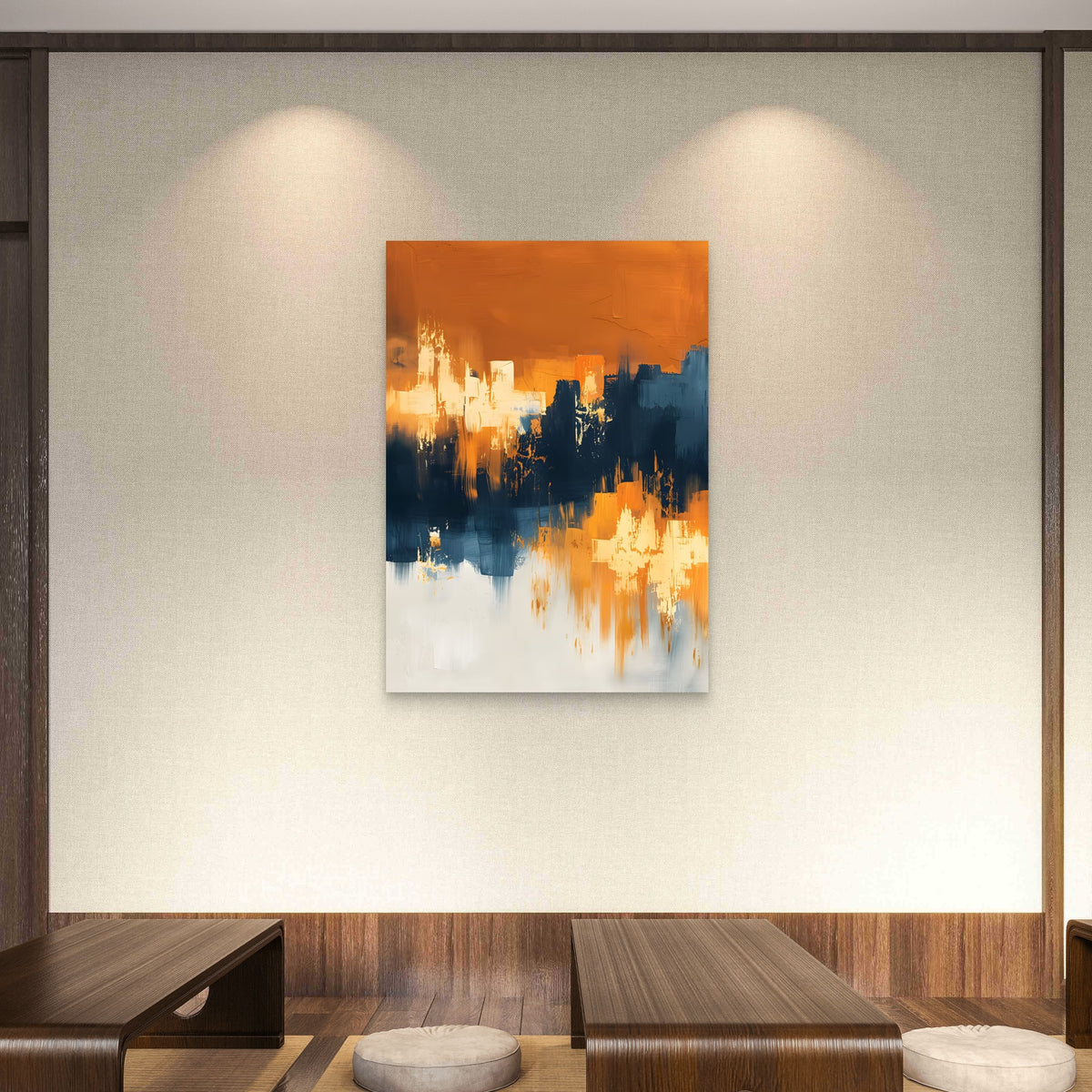 Navy Gold Palette Abstract Stroke 40x60cm Metal Print Ready to Hang