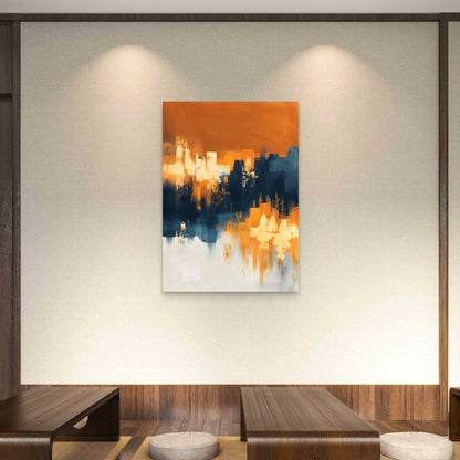 Navy Gold Palette Abstract Stroke 40x60cm Metal Print Ready to Hang