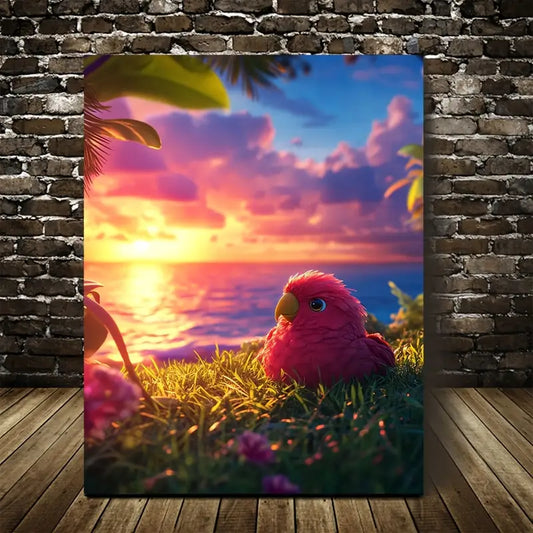 Rolling on Grass Under Glowing Sunset Sky 40x60cm Metal Print Ready to Hang