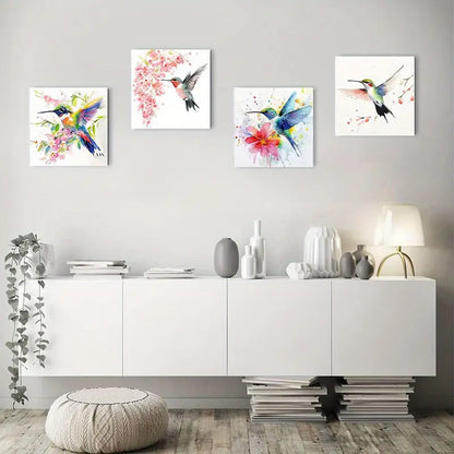 4pcs  Colorful hummingbirds CH  Wall Art Canvas Framed