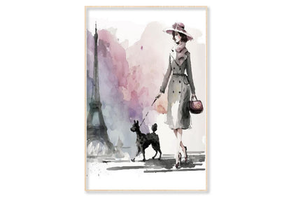 Fashion Boss Lady with Her Puppy Wall Art Limited Edition High Quality Print Canvas Box Framed Natural
