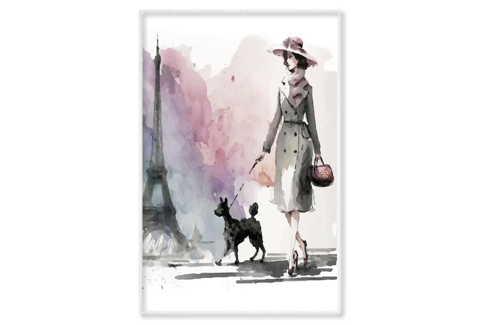 Fashion Boss Lady with Her Puppy Wall Art Limited Edition High Quality Print Canvas Box Framed White