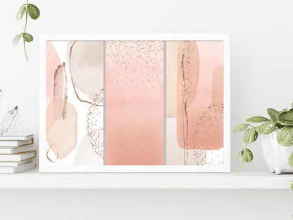 Pink & Ivory Abstract Print Set Glass Framed Wall Art, Ready to Hang Quality Print Without White Border White