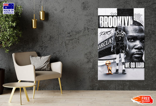 'We Go Hard' Black and White Basketball Design Print 100% Australian Made