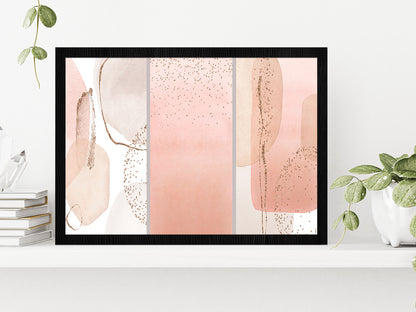 Pink & Ivory Abstract Print Set Glass Framed Wall Art, Ready to Hang Quality Print Without White Border Black