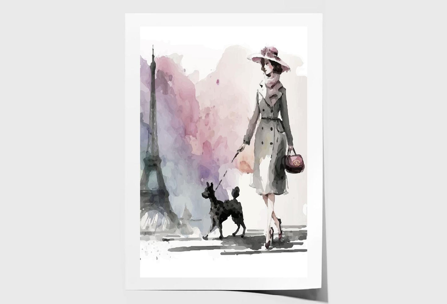 Fashion Boss Lady with Her Puppy Wall Art Limited Edition High Quality Print Unframed Roll Canvas None