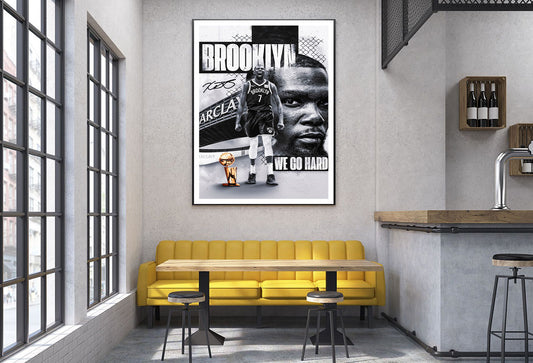 'We Go Hard' Black and White Basketball Design Home Decor Premium Quality Poster Print Choose Your Sizes