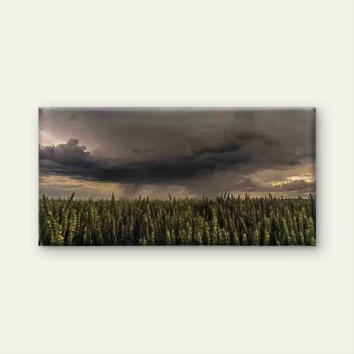 Stormy Sky Over Wheat Field Wall Art Canvas Office Home Room Framed 120x60cm