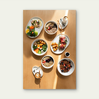 Variety of Healthy Brunch and Breakfast Options 60x90cm Metal Print Ready to Hang