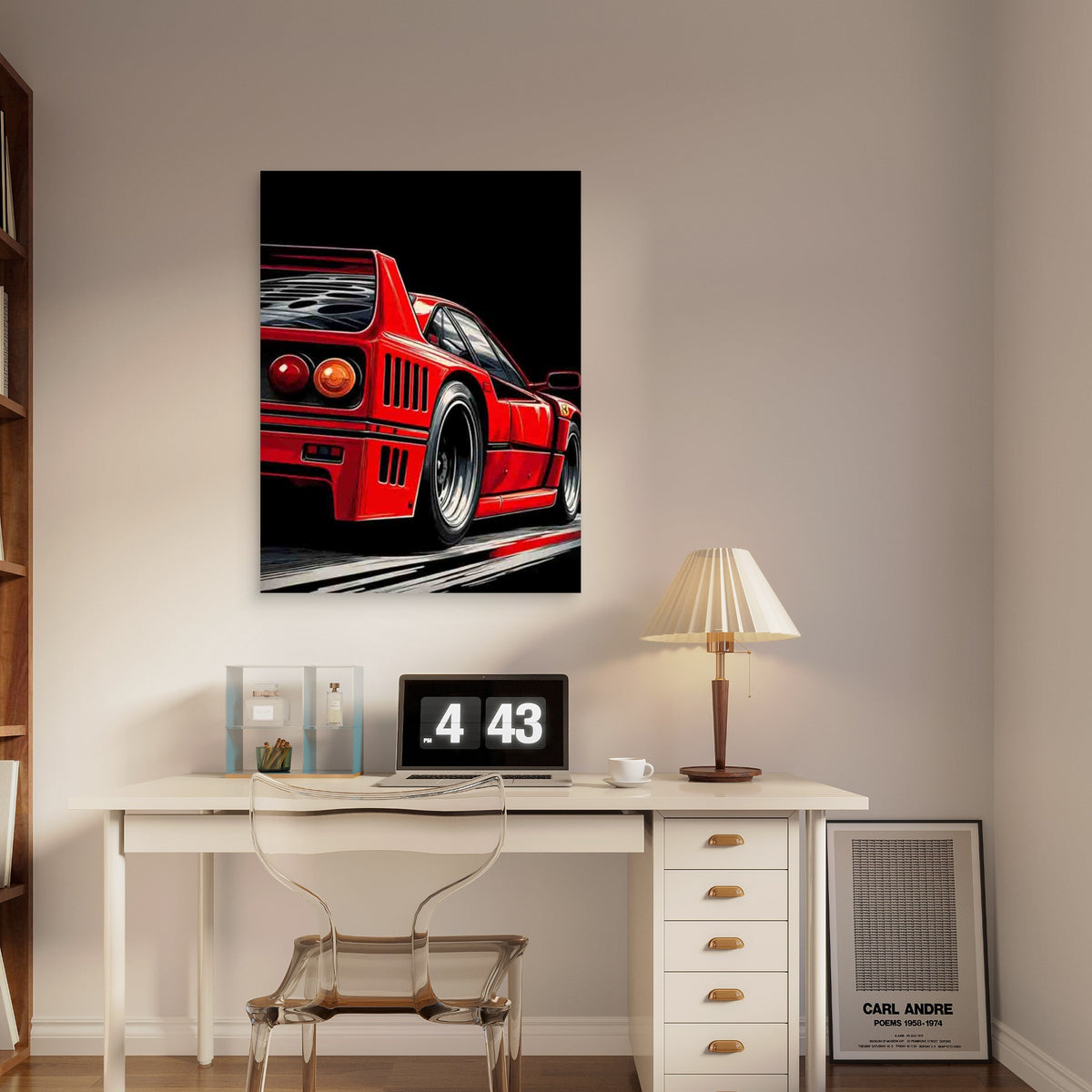 Red Sports Car 60x90cm Metal Print Ready to Hang