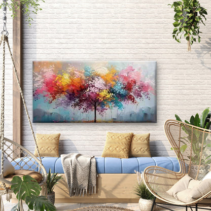 Colorful Abstract Tree Painting Wall Art Canvas Office Home Room Framed 120x60cm