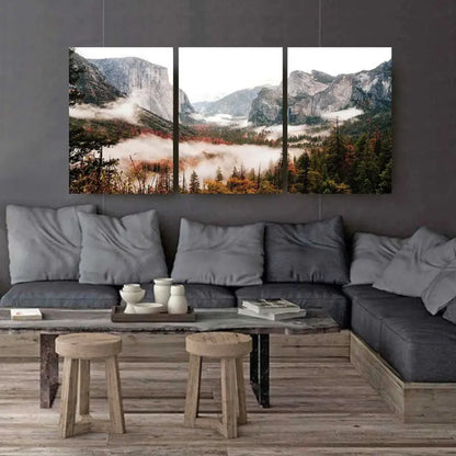 3pcs Yosemite Mountain Landscape Wall Art Set Canvas Framed 60x90cm - High Quality Print 100% Australian Made Wall Canvas Ready to Hang