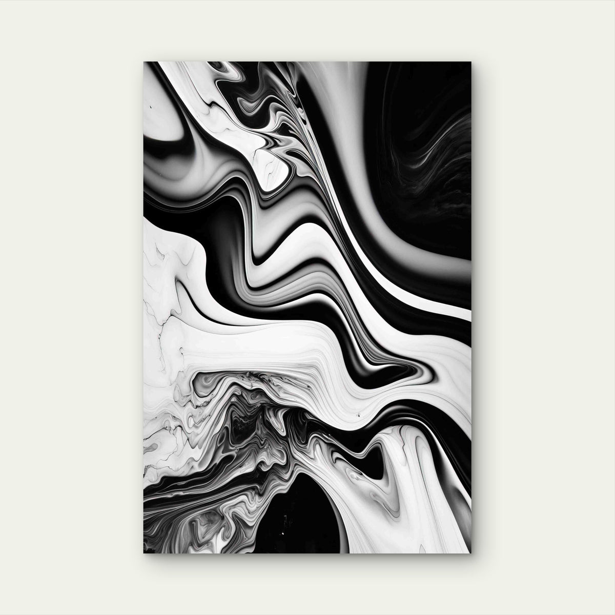 Black And White Marble Fluid Abstract 60x90cm Metal Print Ready to Hang