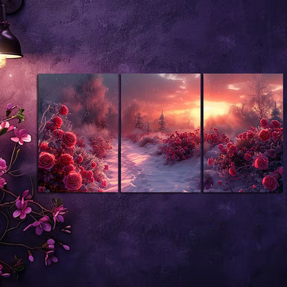 3pcs City of Roses Series Wall Art Set Canvas Framed 40x60cm - High Quality Print 100% Australian Made Wall Canvas Ready to Hang