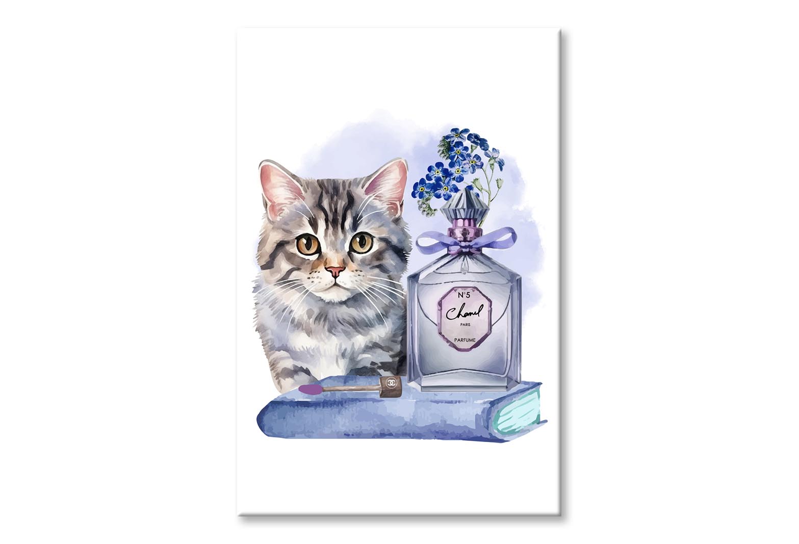 Blue Perfume, Cat Wall Art Limited Edition High Quality Print Stretched Canvas None