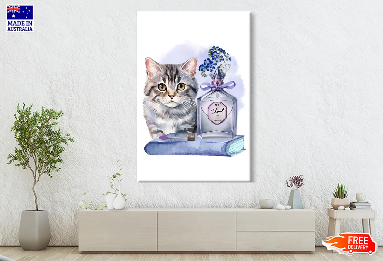 Blue Perfume, Cat Wall Art Limited Edition High Quality Print