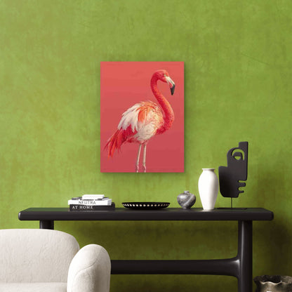Pink Flamingo Artwork in a Modern Style 60x90cm Metal Print Ready to Hang