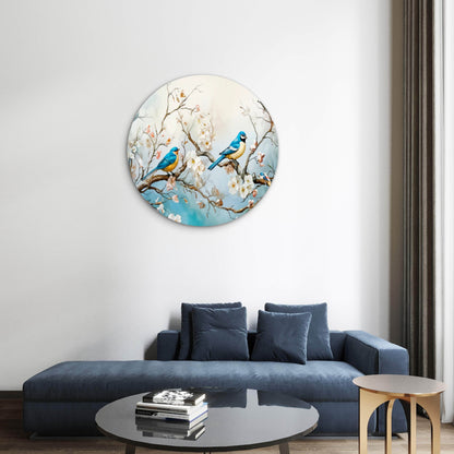Vibrant Birds Perched on Branches  Acrylic Glass Rounded Print Tempered Glass Wall Art 100% Made in Australia Ready to Hang