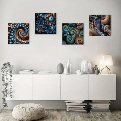 4pcs Black And White Fur Cat  Wall Art Canvas Framed