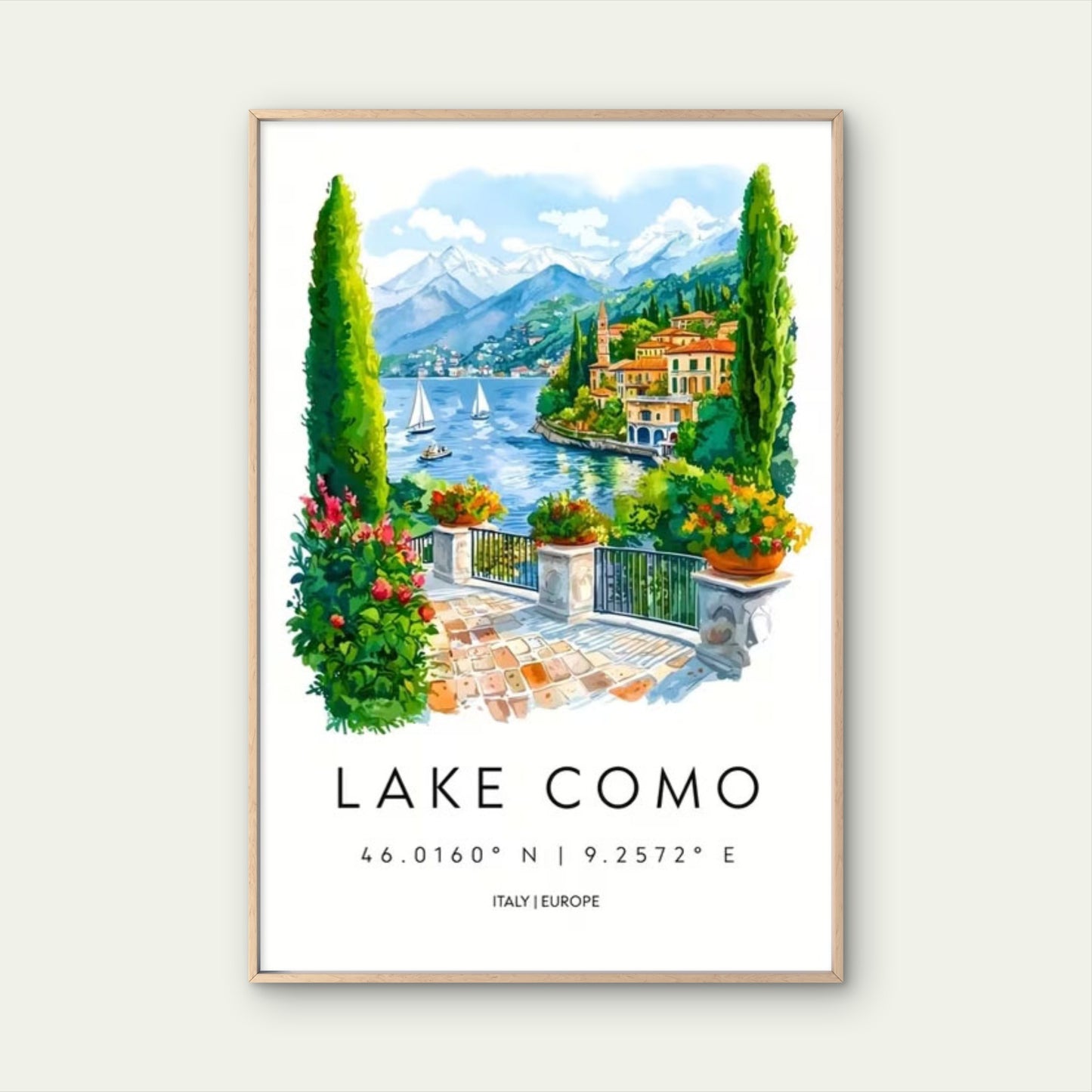 Lake Como Italy Landscape Travel Poster Print Wall Art